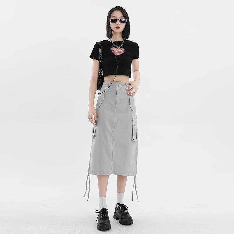 

Ретро Юбка миди прямого кроя Bella серого цвета - Весна/Лето 2025 L