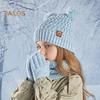 Kids Winter Hat Gloves Scarf Set Cold Weather Knitted Bear Hat with Pom Fleece Lined Neck Warmer Mitten Set for Girls Boys Ages 4-10 Outdoor