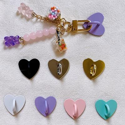 New Cute Phone Case Finger Ring Holder Adhesive Metal Heart Phone Case Stand Buckle Fashion Clasp Keychain Charms Jewelry