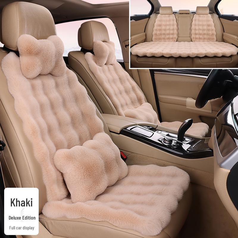 Plush Faux Rabbit Fur Car Seat Cushion: Luxurious Lumbar Support for Autumn and Winter Comfort