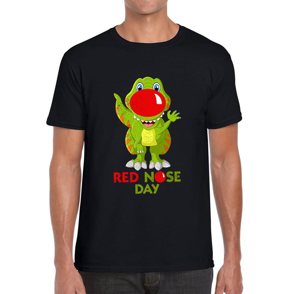 Funny Dinosaur Red Nose Day Unisex Mens T Shirt Womens Tops Tees M