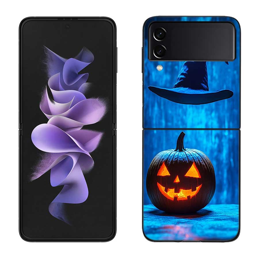 Halloween Wizard Hat Horror Fun Phone Case For Samsung Z Flip 7 6 5G Galaxy Z Flip 5 4 3 Black Hard Cell Cover Luxury PC Shell