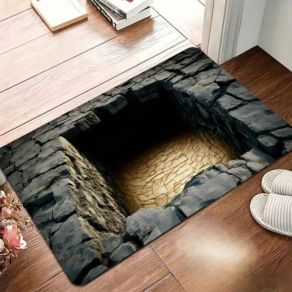 Flannel Door Mat 3D Crocodile Pattern Optical Illusion Floor Rug for Front Door Entrance Garden Home Decor Carpet