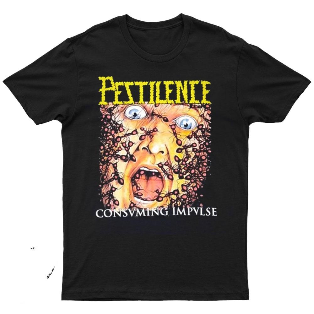 2025 New PESTILENCE - CONSUMING IMPULSE CHINA VERSION Printed Unisex Street Fashion Trend Short Sleeved Pure Cotton Round Neck