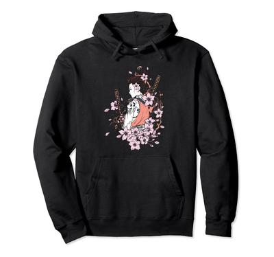 Samurai Girl and Japanese Samurai Girl Cherry Blossom Hoodie