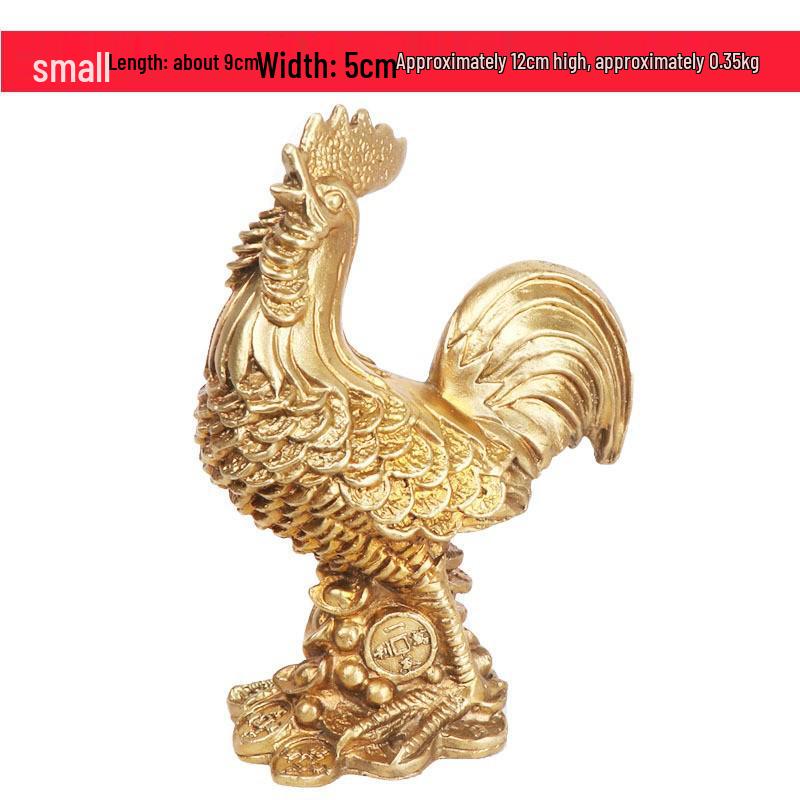 Copper Rooster Prosperity Ornament: Lucky Yellow Brass Yuanbao Chicken for Great Fortune