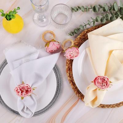 Valentine'S Decoration Pink Napkin Rings Napkin Holders Decorative Table Decor For Dining Romantic Dinner Home Decor