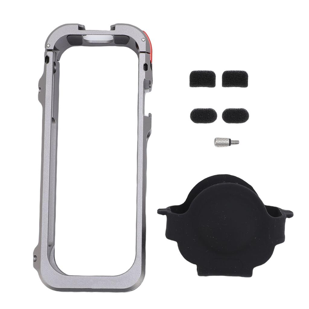 Camera Cage Fit for Insta360 X5 Action Camera Aluminum Alloy Camera Protective Frame with Lens Cap Cold Shoe 1 4 Inch