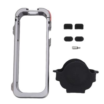 Camera Cage Fit for Insta360 X5 Action Camera Aluminum Alloy Camera Protective Frame with Lens Cap Cold Shoe 1 4 Inch