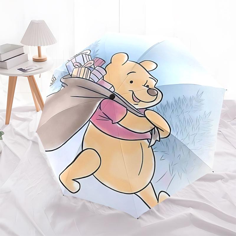 Winnie and Friends Themed Travel Umbrella-8 Ribs Automatic Opening and Closing, Portable Folding Design, Compact and Stylish Umbrella