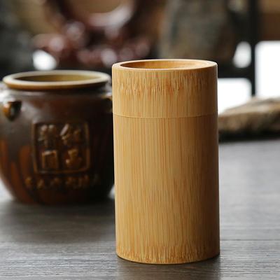 Support Rond en Bambou Naturel avec Couvercle Pot à Thé Organisateur Boîte de Rangement Contenant