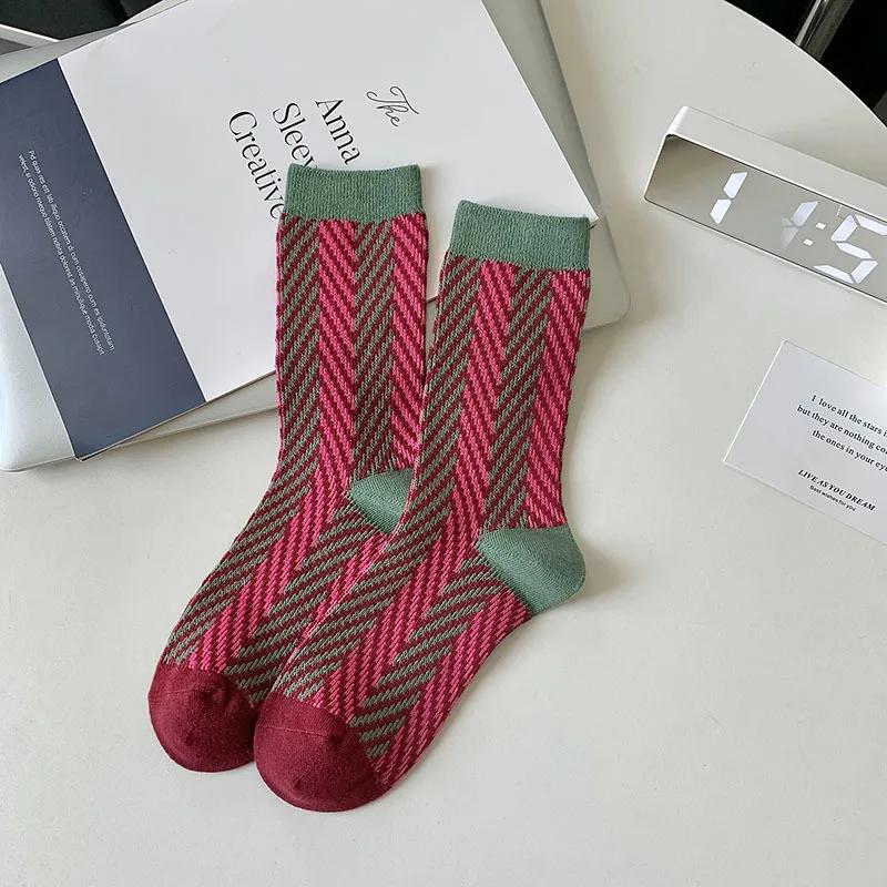 Mid-Calf Women Cotton Socks FAutumn Winter Ins Japanese JK Ethnic Style Fashion Socks Lady Girls Student Sweet Retro Long Socks