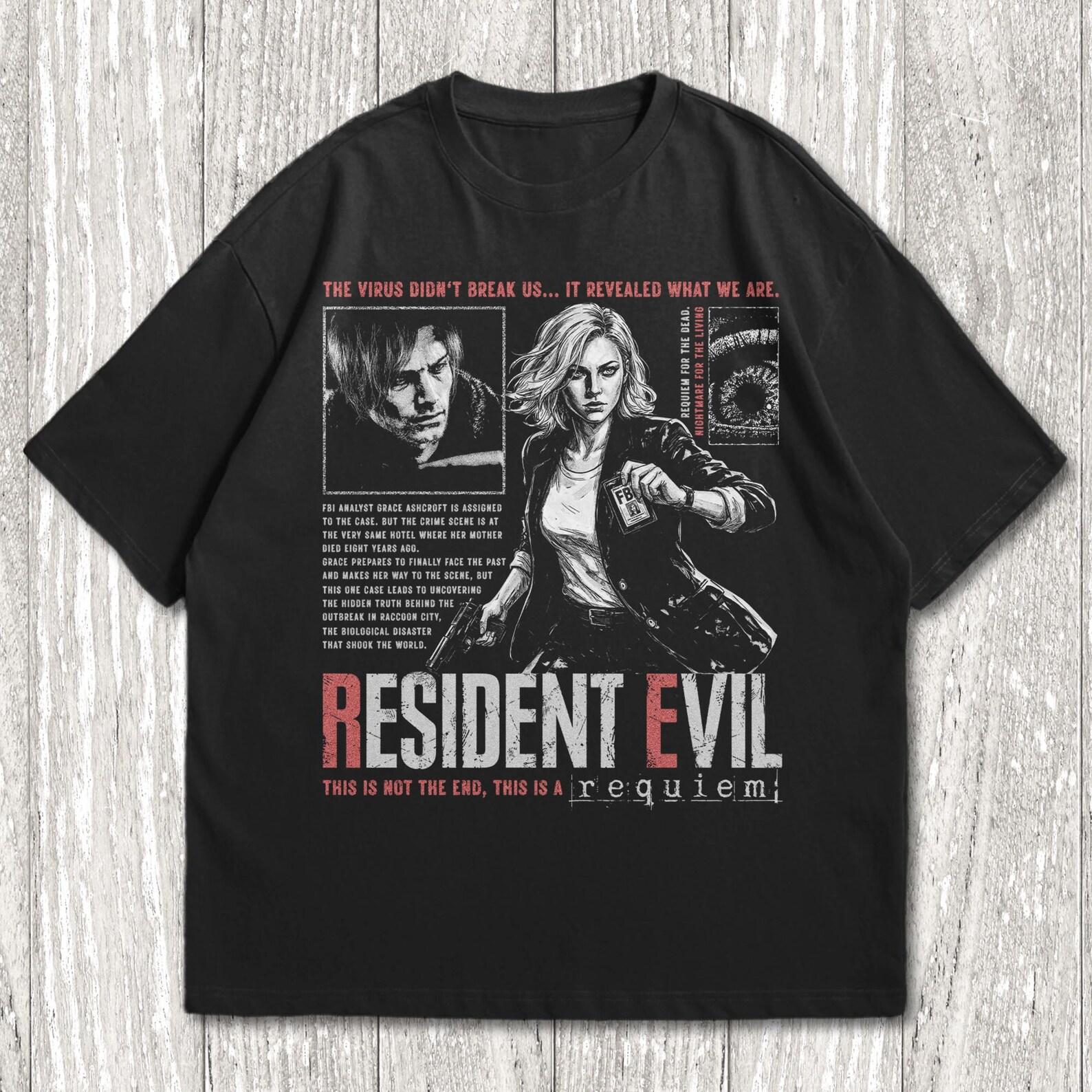 Vintage 90s Bootleg Style Biohazard Resident Evil Requiem T-Shirt, Leon Kennedy T-Shirt, Retro Resident Evil Gifts Unisex T-Shirt XL
