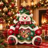 Christmas-themed Heart-shaped Transparent Window Display for a Tree-shaped Snowman Plush Toy, a Snack Storage Bag. It Has a Cute Design
