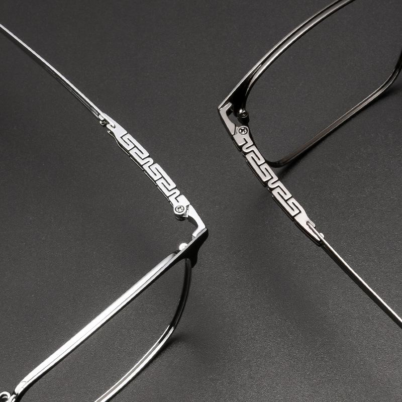 3830J Retro Square Full-Rim Metal Eyeglass Frame, Two-Color Super Light for Large Faces