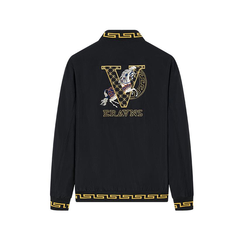 2025 Men's Fashion Trend: Embroidered Black Jacket - European Style