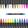 12-120 Färger Dubbelspets Akrylfärgspennor Markörer för Trä Duk Sten Målning Glas Keramiska Ytor DIY Hantverk