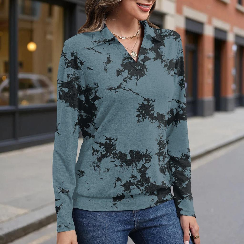 Women's retro printed fashionable long-sleeved top
