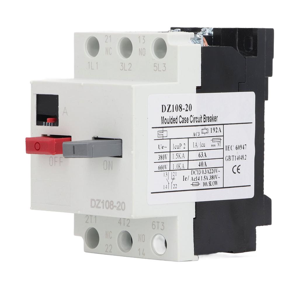 Moulded Case Circuit Breaker Rail Mount Automotive Motor Protector AC380V 3P DZ108‑20