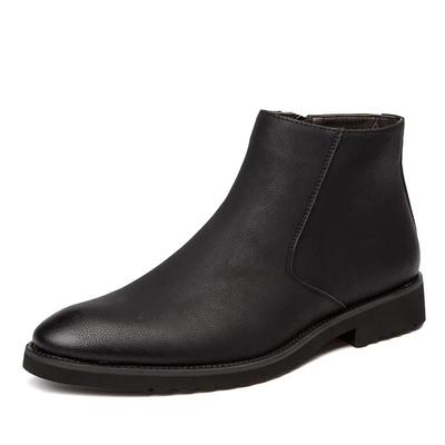 Men's Casual Chelsea Boots Handmade Leather Mens Ankle Boots British Style Retro High Top Zip Short Male Basic Chelsea Boots Men