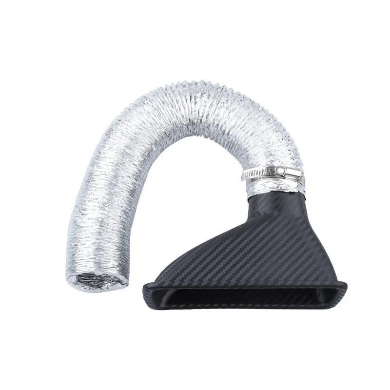 Kit d'admission d'air turbo universel pour pare-chocs avant de voiture, kit d'admission de turbine ABS, tuyau d'entonnoir d'air, aspect fibre de carbone