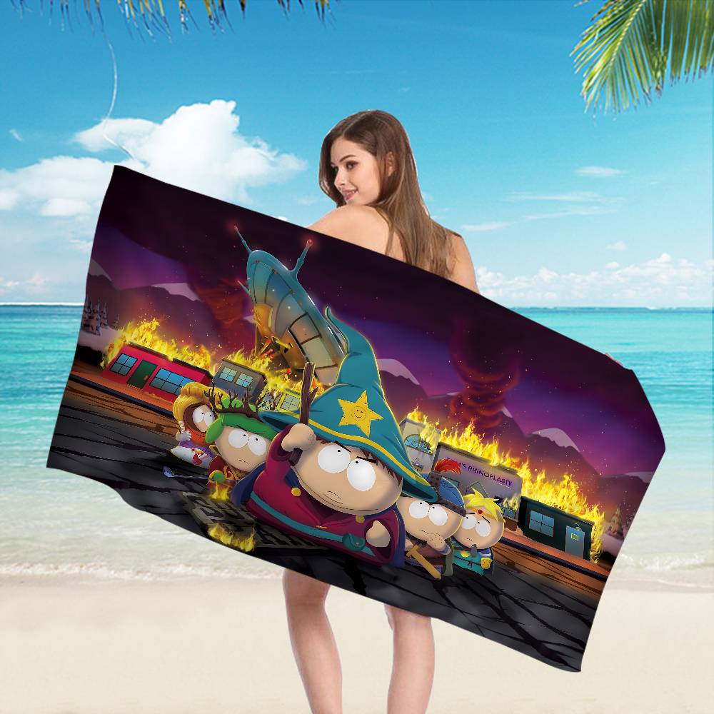 South Cartoon Park Microfiber Blanket Quick Drying Beach Towels Oversized Printing Super Absorbent Pool Towel Blanket