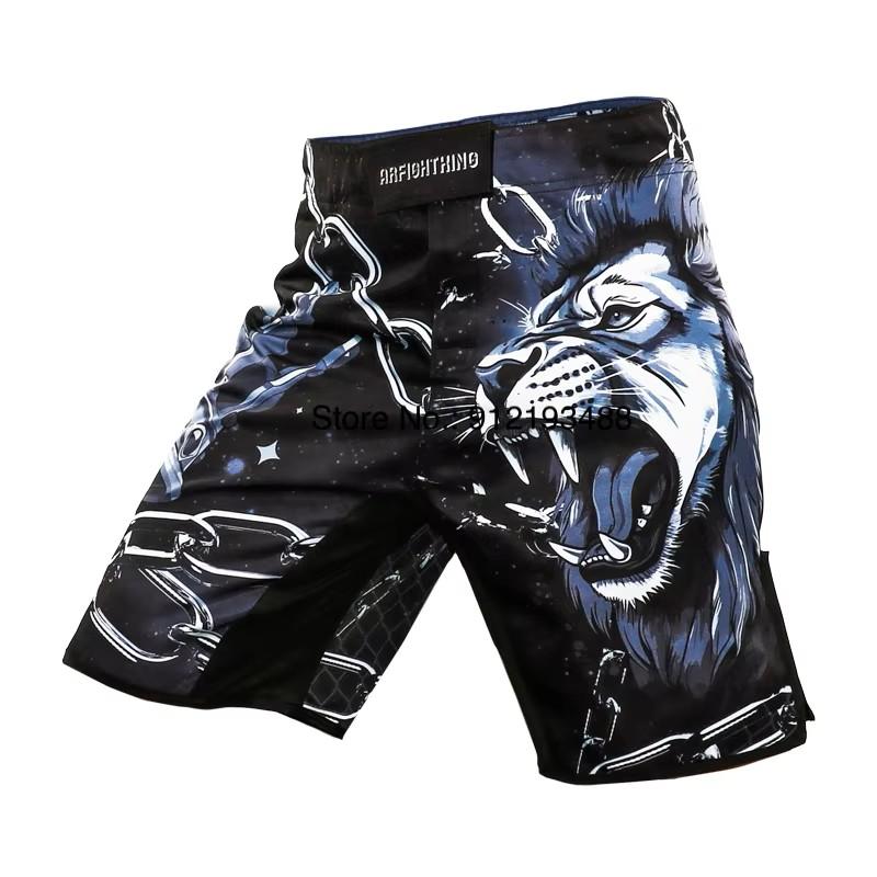 MMA UFC Chinese Tiger Dragon Lion Muay Thai Shorts Pants Kickboxing Boxing Unisex Men Women Kid Quick Dry Print Elastic Training