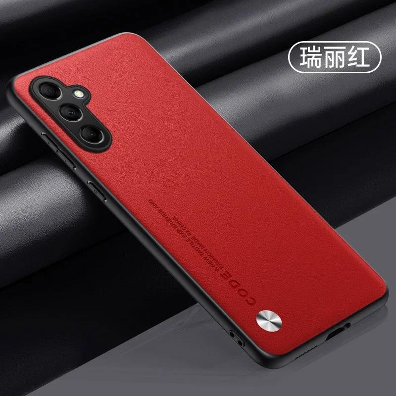 For Samsung M3 G M1 M Plain PU Leather Matte Case For Galaxy M34 A Silicone Ultra Thin Soft Frame Shookproof Bumper Cover
