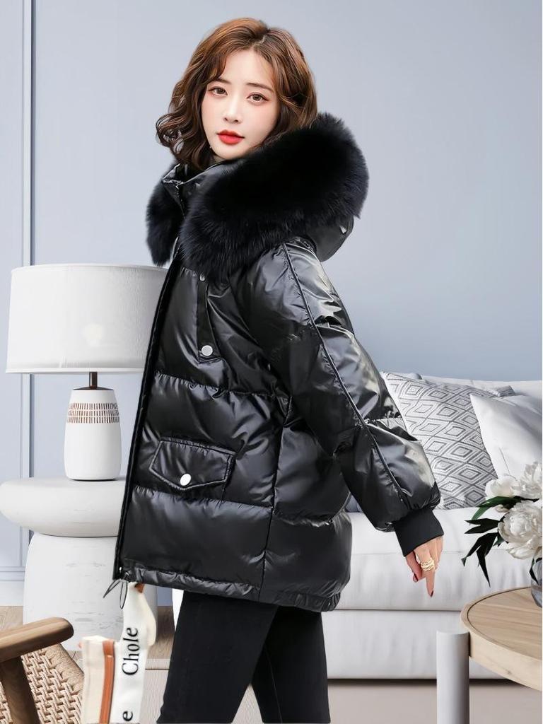 2025 Women's Shiny Wash-Free Down Jacket: Short, Loose, Korean Fashion, Warm, Trendy Style