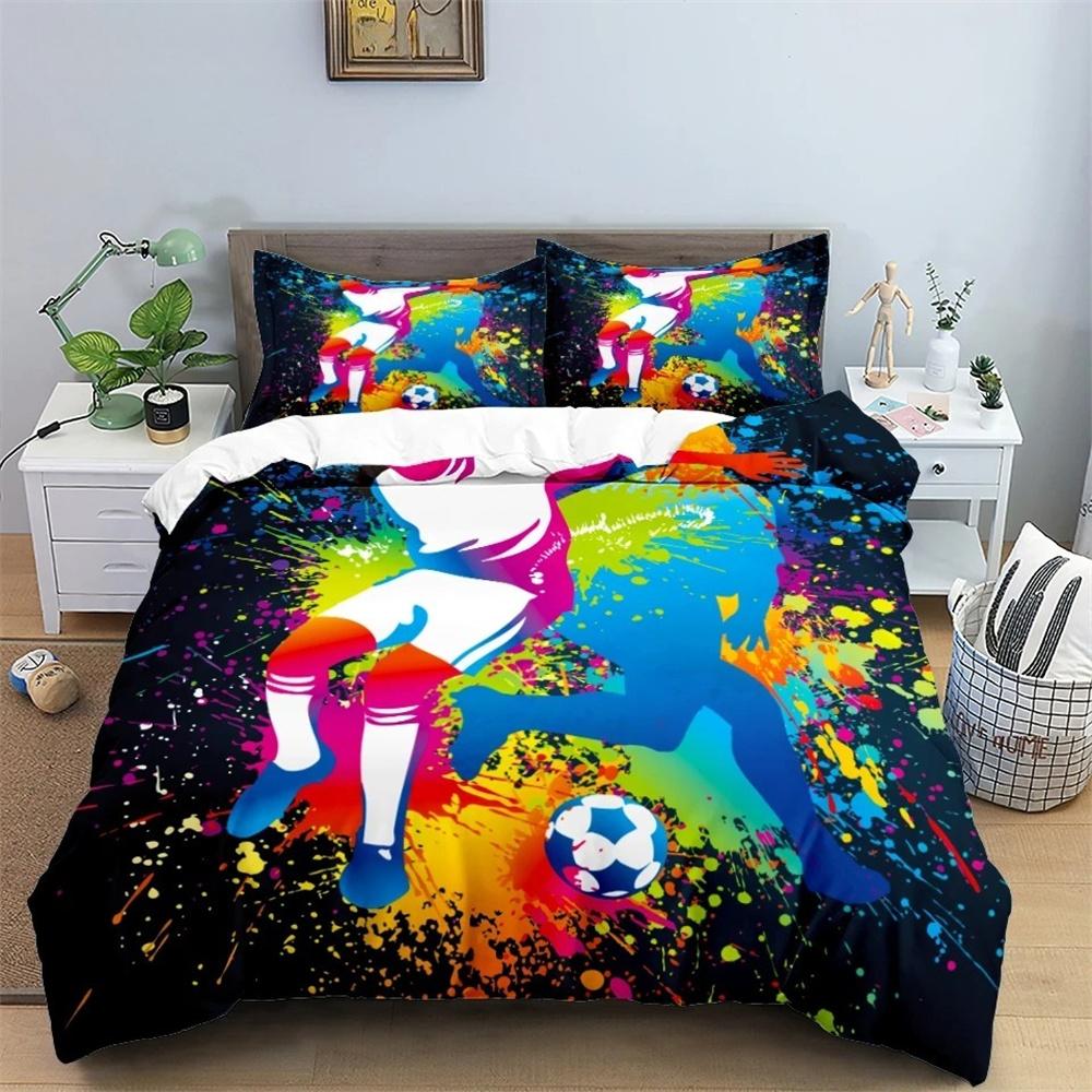 3D Printed Football Bedding Set Soccer Child Duvet Cover Double Twin Full Queen King Adult Kids Bedclothes Quilt Cover