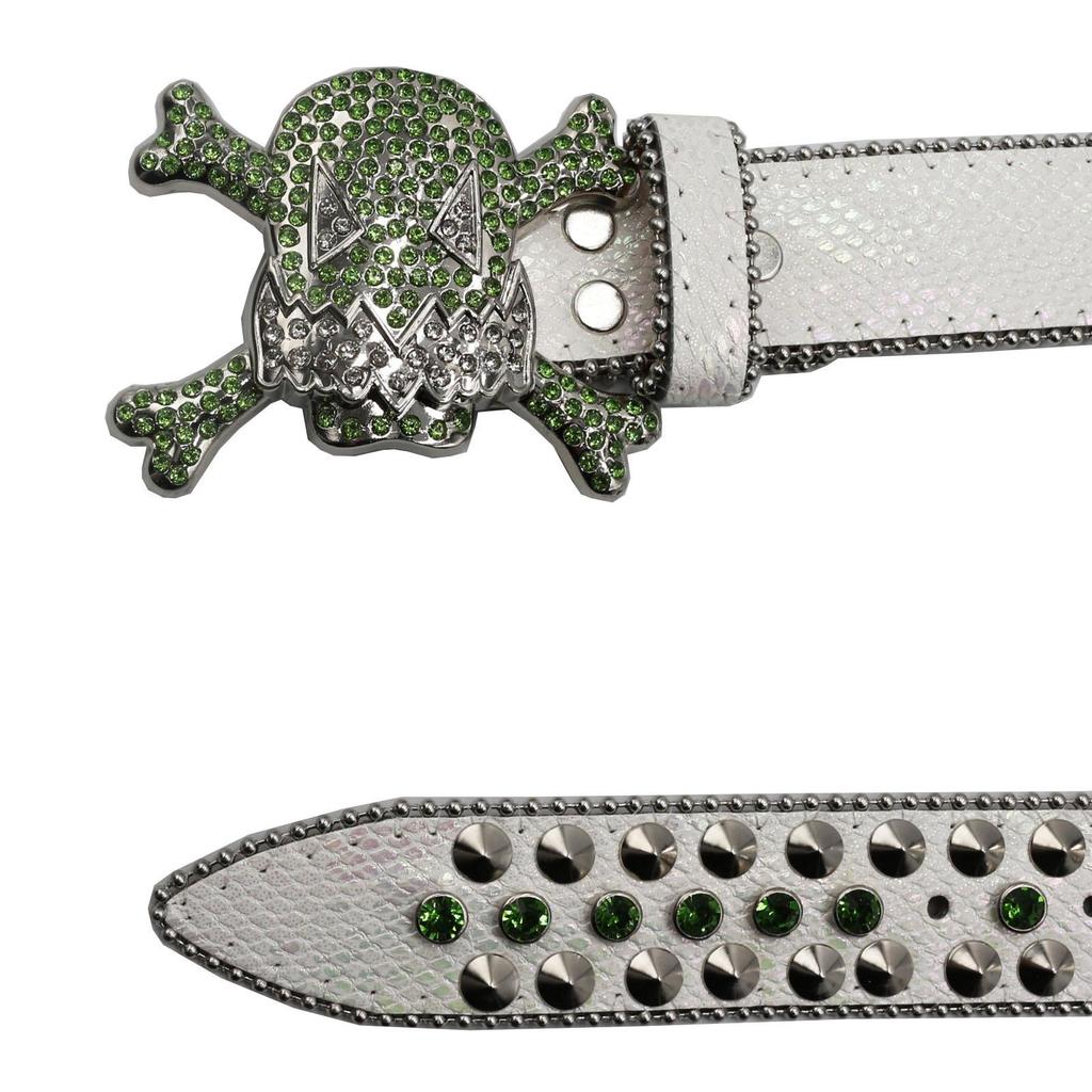 Men's Crystal Rhinestone Belt, Full Inlaid Leather, Hip Hop Punk Style, Unisex Trendy Wide Belt