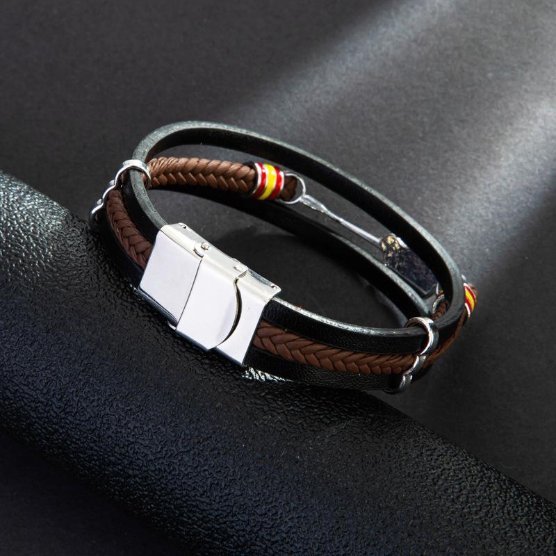 

Европейский и американский панк мужской кожаный браслет на запястье мужской гитарный браслет