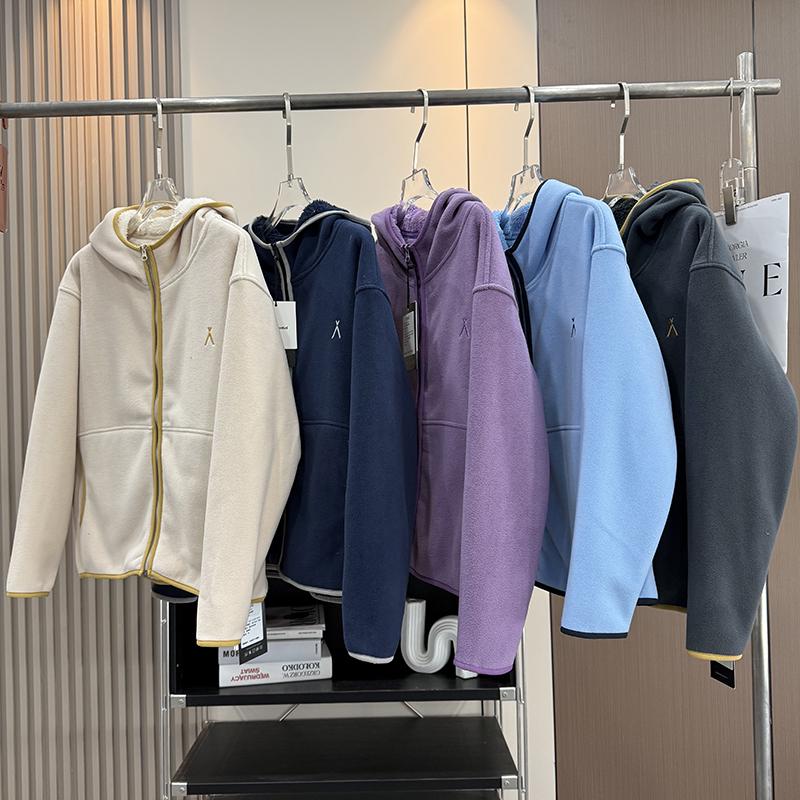 

Women s Autumn/Winter Fleece Hooded Jacket - Loose, Warm, Double-Sided Lambswool Large