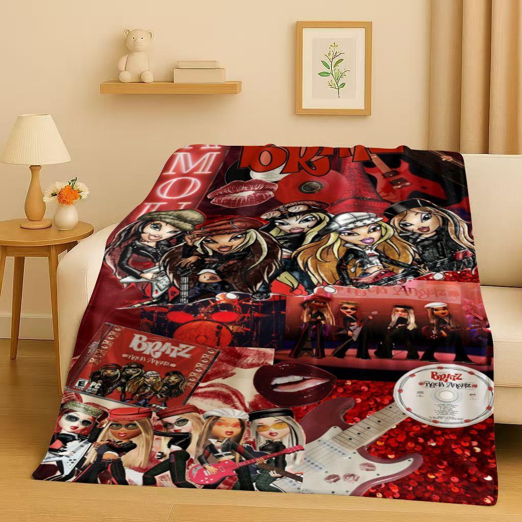 New Cartoon Bratz Doll Girl Flannel Blanket,Ultra Soft Warm Plush Throw for Home Bedroom Bed Sofa Cover Office Gift Kids Picnic