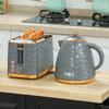 3000W 1.7L Rapid Boil Kettle & 2 Slice Toaster, Kettle and Toaster Set with 7 Browning Controls and Crumb Tray, Grey