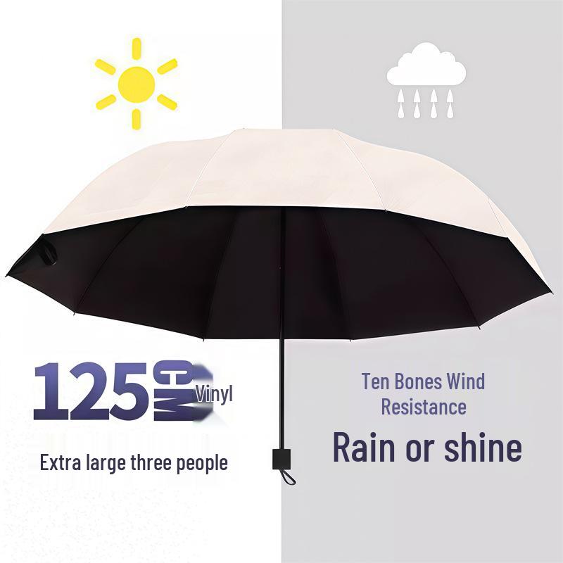 12-Rib Dual-Use Sun & Rain Umbrella for Men & Women - Large, UV Protection, Folding Double-Person Design