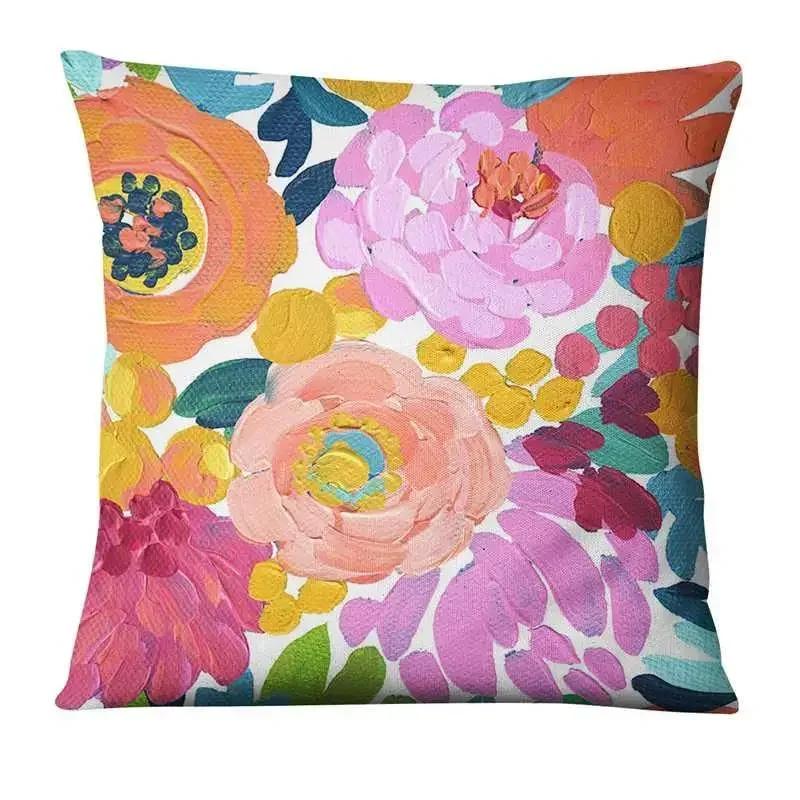 Home Pillow Decoration Watercolor Flowers Painting Print Pillowcase Home Decor Sofa Pillow Decorations Cushions Cover 45X45Cm