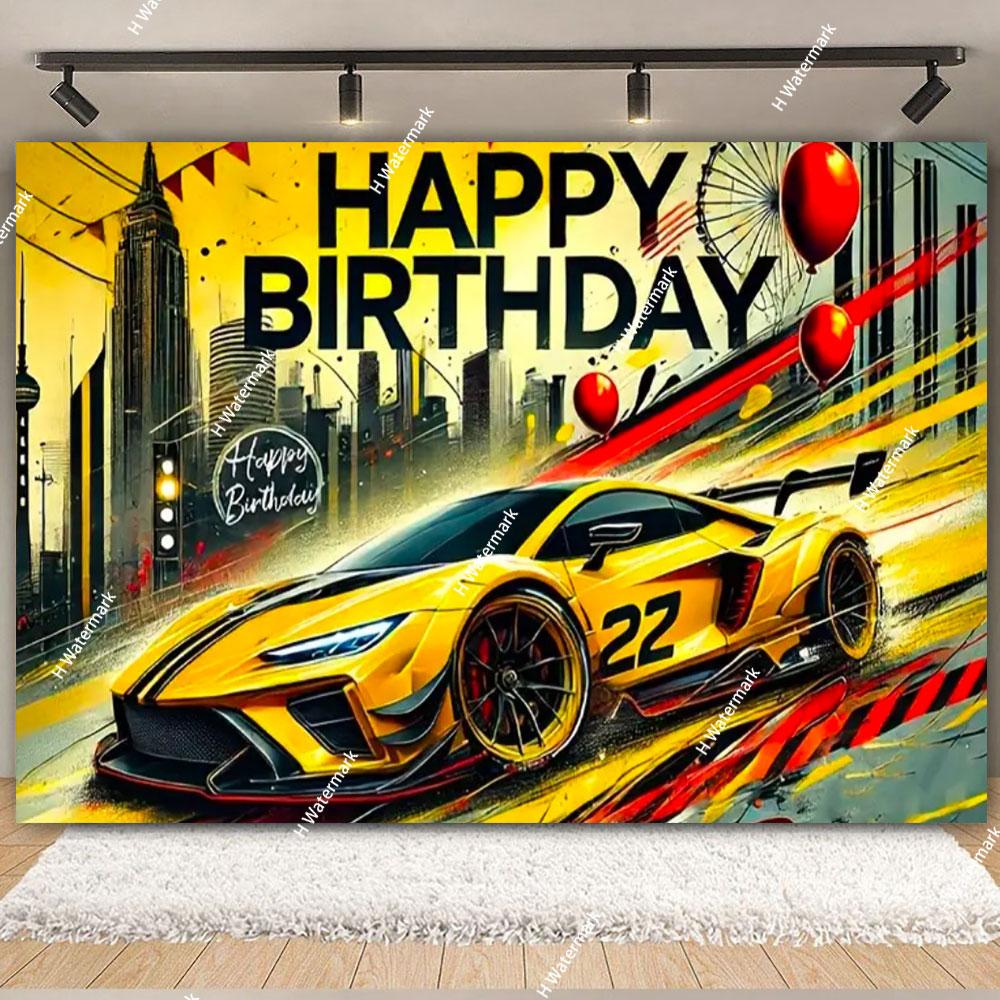 

Racing Theme Party Background Banner Decoration Warm Blood Boy Kid Birthday Gift Baby Shower Photography Studio Props Supplies 120x90cm