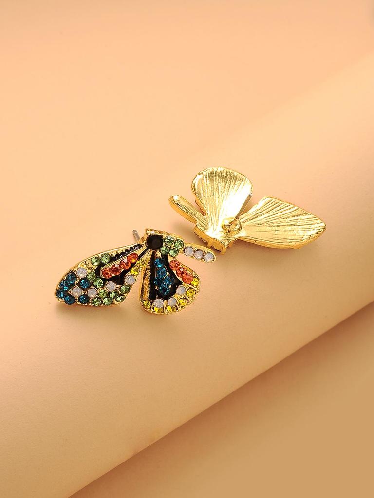 Korean Style Rhinestone Crystal Butterfly Stud Earrings