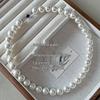 Natural Mother-of-Pearl Necklace with 925 Silver Sapphire Clasp, High Luster Shell Pearls, and Australian White Pearls.