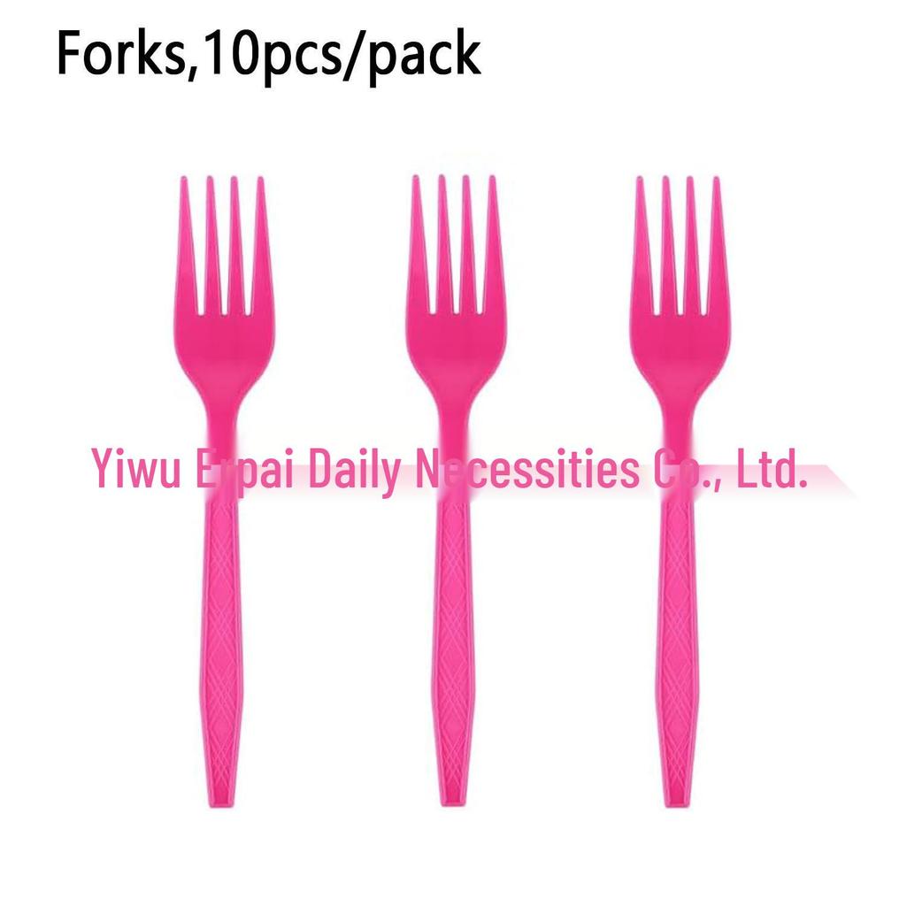 Guihong Birthday Party Disposable Tableware Set - Colorful Theme Plates, Cups, Napkins, and Cutlery