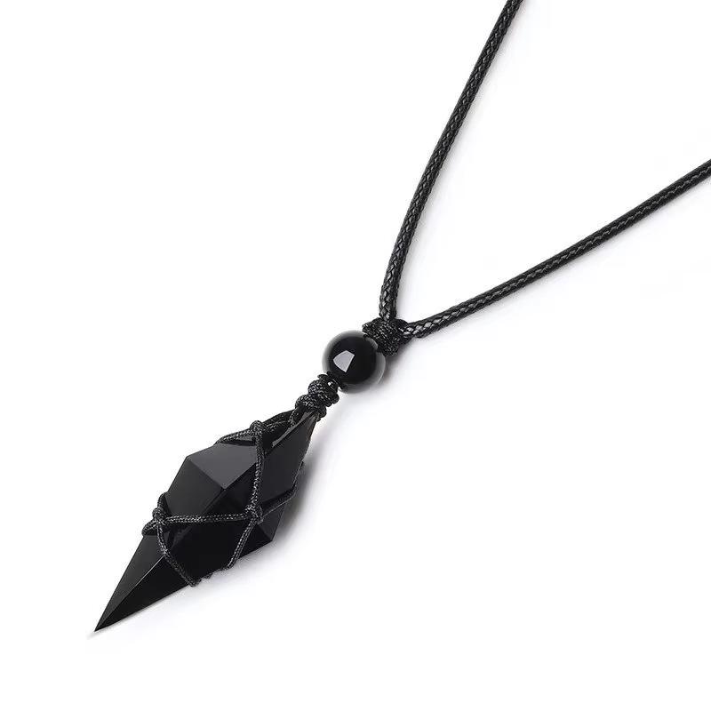 Unisex Starry Sky Obsidian Pendant Necklace - Trendy Couple Gift
