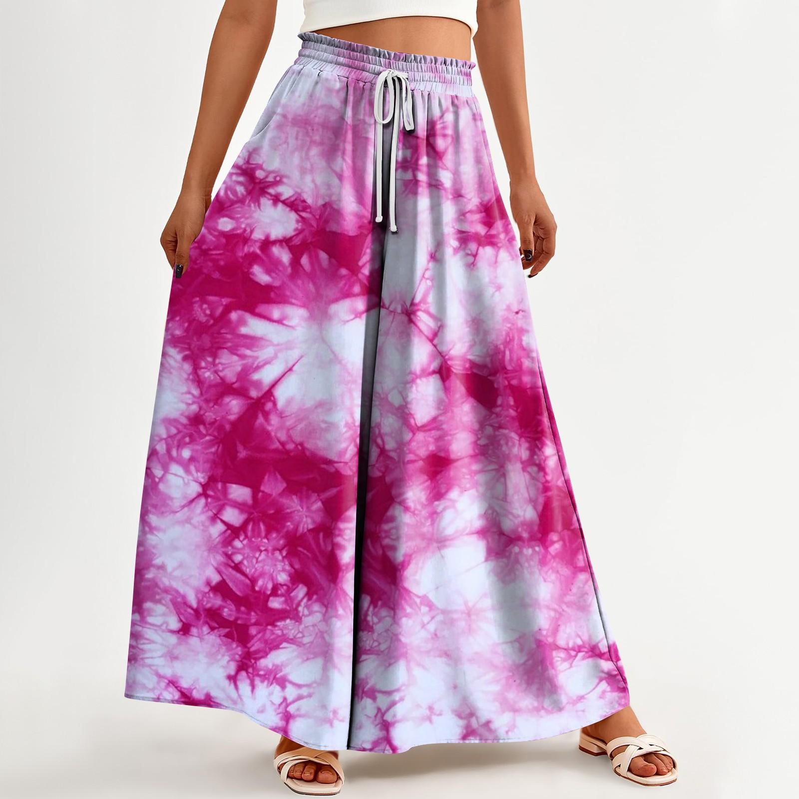 

Женские брюки с принтом и широкими штанинами, с карманами, с высокой талией, на кулиске, свободные, повседневные M