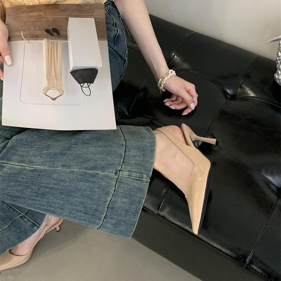 Spring and Summer 2025 New Pointed Toe Wedge Heel Low Heel European and American Fashion Fashion Shoes Bag Head Back Low Heel Women's Shoes