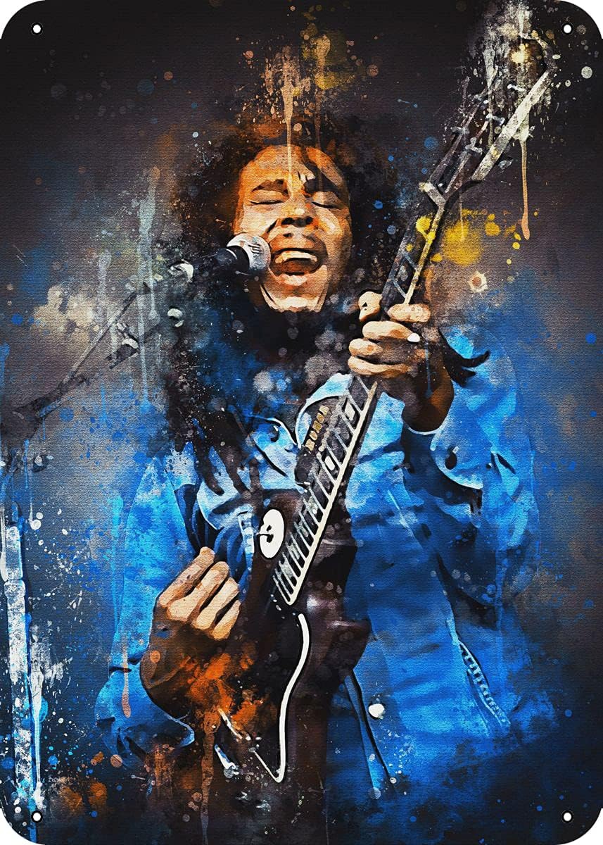 Legendary Guitarist Bob Metal Tin Sign Wall Decor 20x30cm(7.8x11.8inch)
