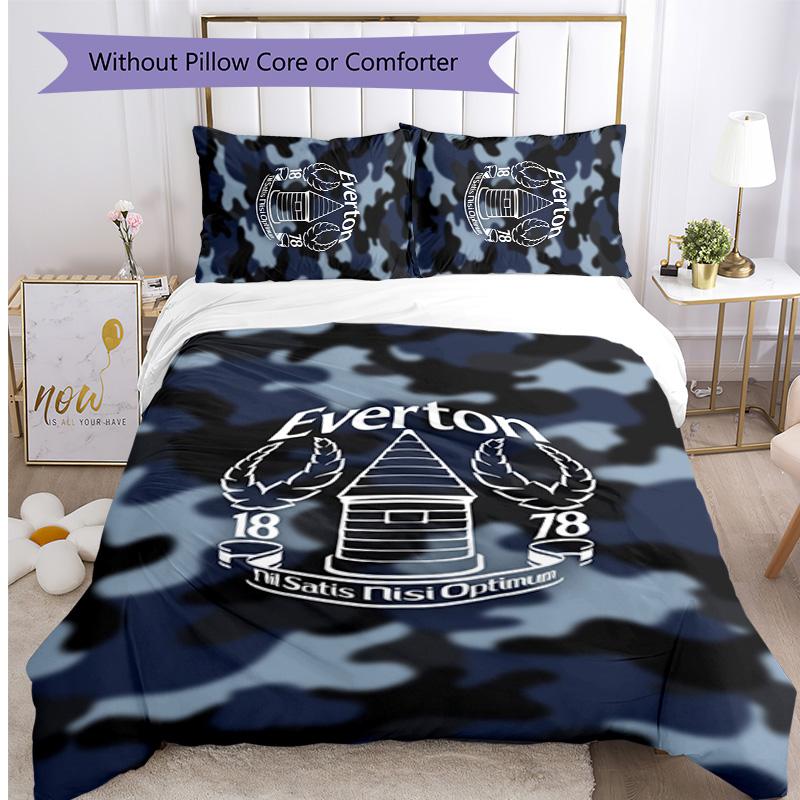 Set Lenzuola Everton Football Stampato 3 Pezzi, Comodo Set Copripiumino per Camera da Letto Amico della Pelle