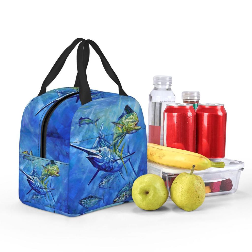 Dorado, Marlin, And Tuna Insulated Lunch Bag for Women Office Cooler Thermal Food Box Tote Leakproof Lunch Boxes Container