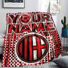 Custom Name,AC Milan Printed Flannel Blanket, Soft Throw for Bedroom Sofa, Washable, Christmas Present, Great Gift.