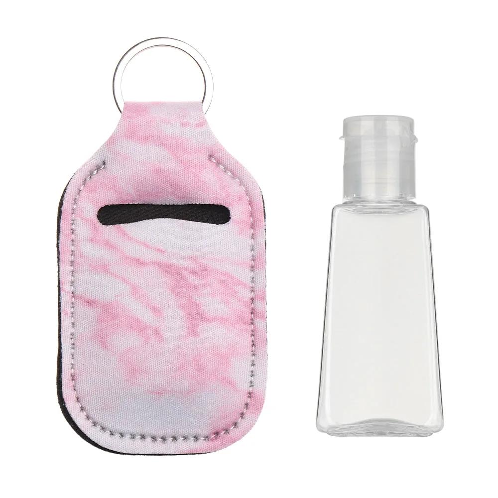 

Мини бутылочка для дезинфицирующего средства для рук 30 мл, портативная дорожная силиконовая бутылочка для косметики, геля для душа, многоразовая бутылочка с держателем-брелоком