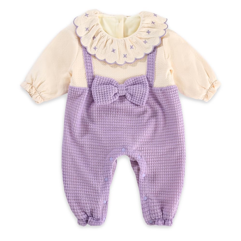 Reegoo Peter Baby Romper Long Size 59 Perfect for Outings Girl's Open-Front Coverall, Sleeves, Purple, (0-3 Months),